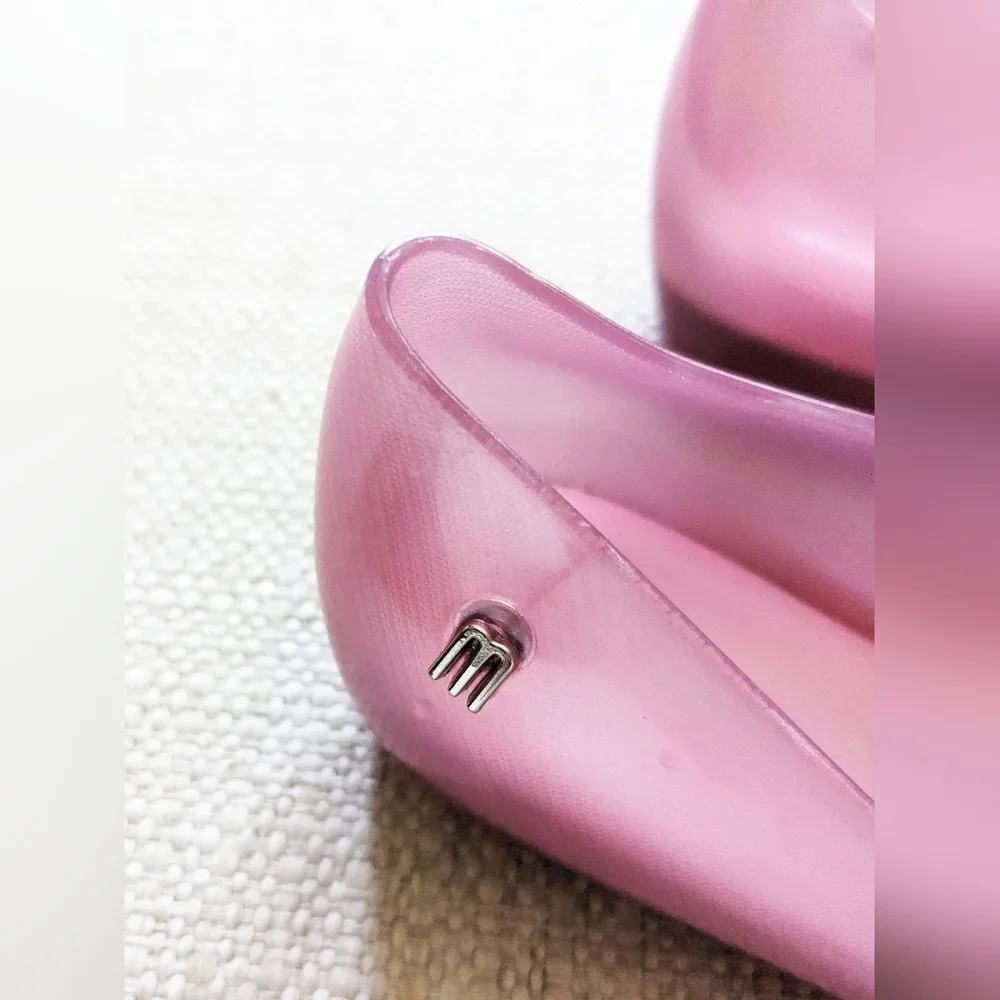 Mini Melissa X Barbie Ultragirl Collab Ballerinas / Flats in Pearly Pink Girls 3